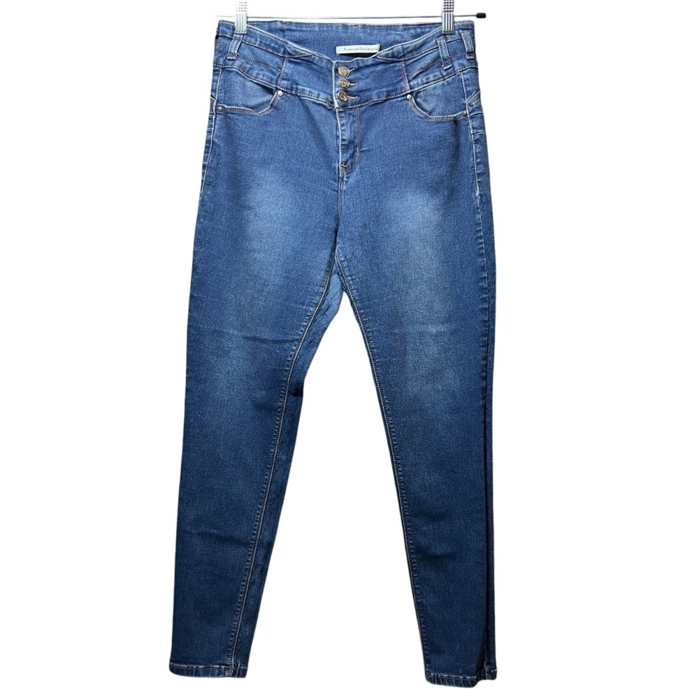 UWD Denimwear High Rise Jeans Skinny Leg Triple Button Dark Wash Women's Size 15